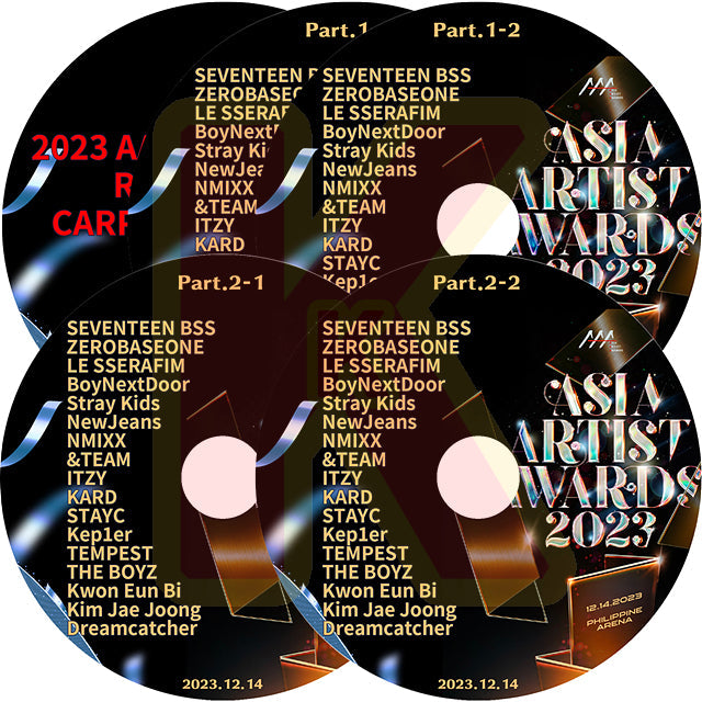 K-POP DVD 2023 Asia Artist Awards IN Philippines 5枚Set 2023.12.14 - SEVENTEEN/ STRAY KIDS/ ITZY/ LE SSERAFIM/ NMIXX/ KEP1ER/ NEWJEANS 外 -