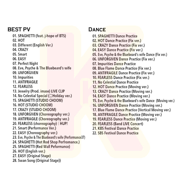 Blu-ray LE SSERAFIM 2025 BEST PV COLLECTION - SPAGHTTI / DIFFERENT / HOT / CRAZY 他 - LESSERAFIM ルセラフィム KPOP ブルーレイ