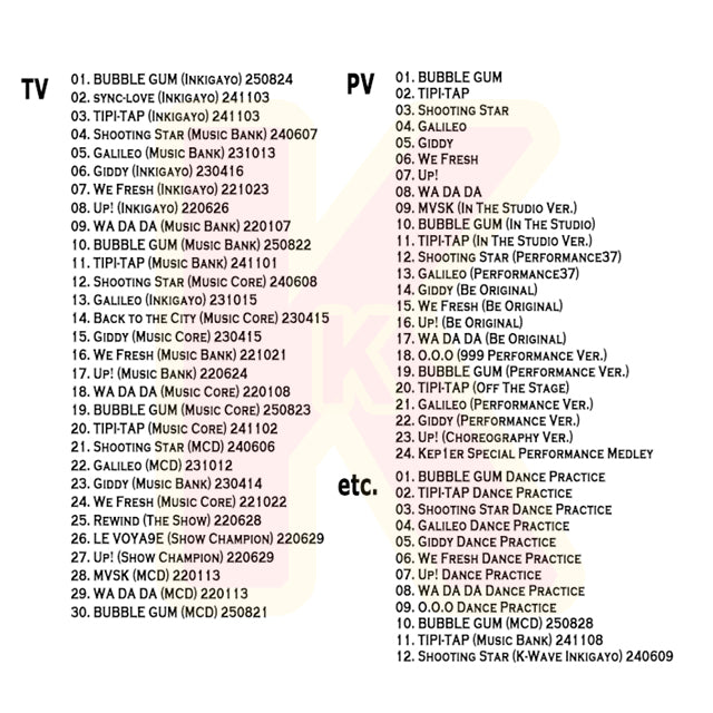 Blu-ray Kep1er 2025 SPECIAL EDITION - BUBBLE GUM / TIPI-TAP / Shooting Star / WA DA DA 他 - ケプラー K-POP ブルーレイ