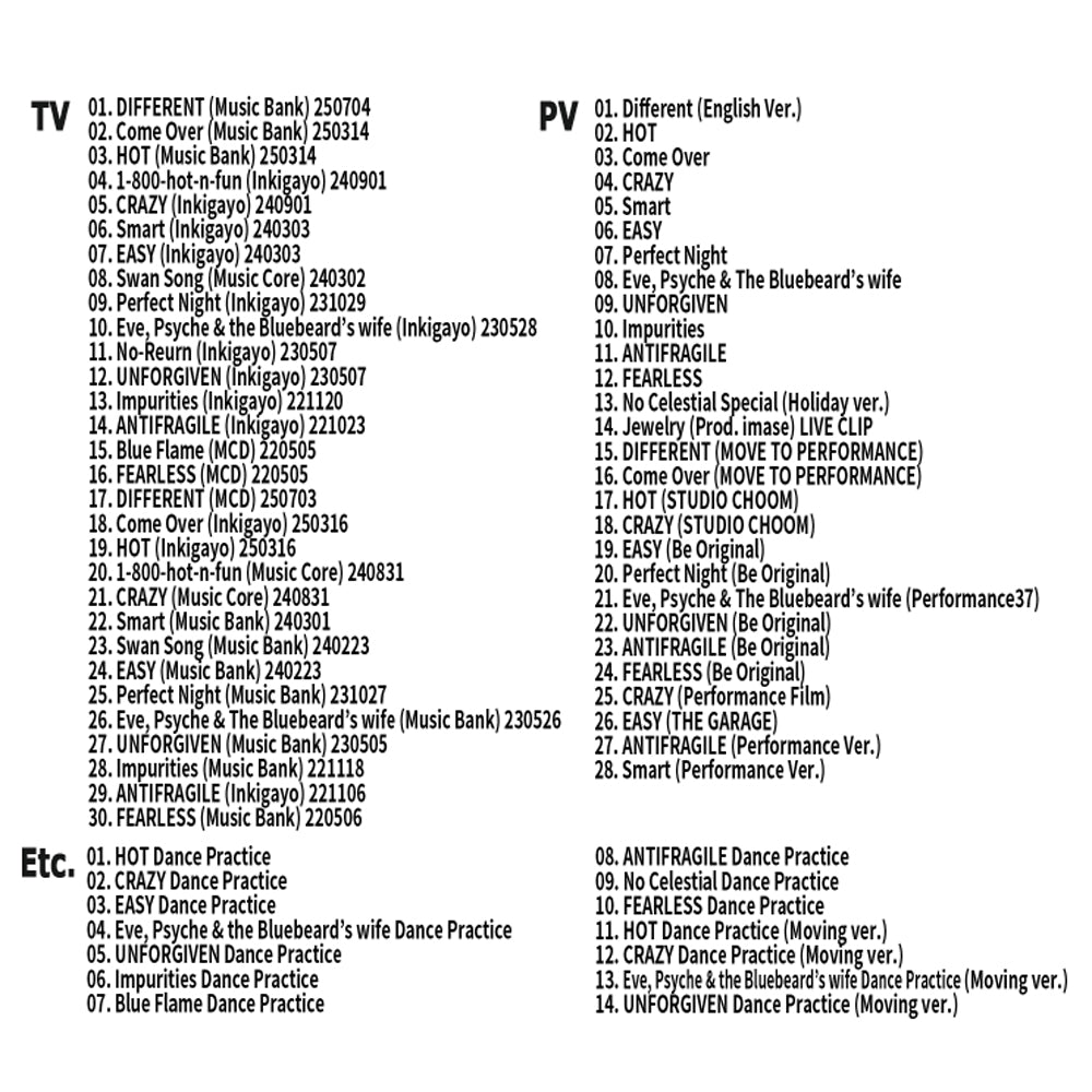 Blu-ray LE SSERAFIM 2025 SPECIAL EDITION - DIFFERENT / HOT / CRAZY / EASY / Perfect Night / UNFORGIVEN / ANTIFRAGILE / FEARLESS 他 - ルセラフィム KPOP ブルーレイ
