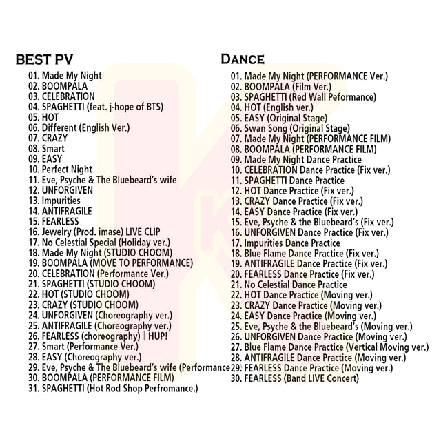 Blu-ray LE SSERAFIM 2026 2nd BEST PV COLLECTION - Made My Night / BOOMPALA / CELEBRATION / SPAGHTTI / DIFFERENT / HOT / CRAZY 他 - LESSERAFIM ルセラフィム KPOP ブルーレイ