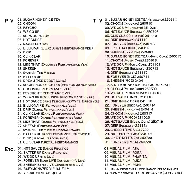 Blu-ray BABYMONSTER 2026 2nd SPECIAL EDITION - SUGAR HONEY ICE TEA / CHOOM / WE GO UP / HOT SAUCE 他 - ベイビーモンスター KPOP ブルーレイ