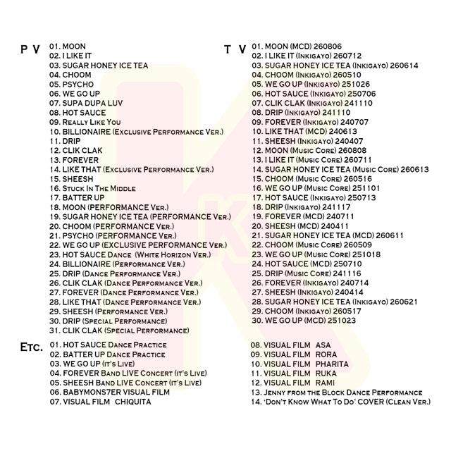 Blu-ray BABYMONSTER 2026 2nd SPECIAL EDITION Ver3. - MOON / I LIKE IT / SUGAR HONEY ICE TEA / CHOOM / WE GO UP / HOT SAUCE 他 - ベイビーモンスター KPOP ブルーレイ