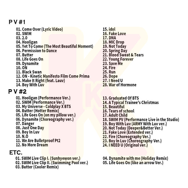 Blu-ray BTS 2026 BEST PV COLLECTION - SWIM / 2.0 / Yet To Come / FOR YOUTH - K-POP ブルーレイ 防弾少年団 バンタン ブルーレイ