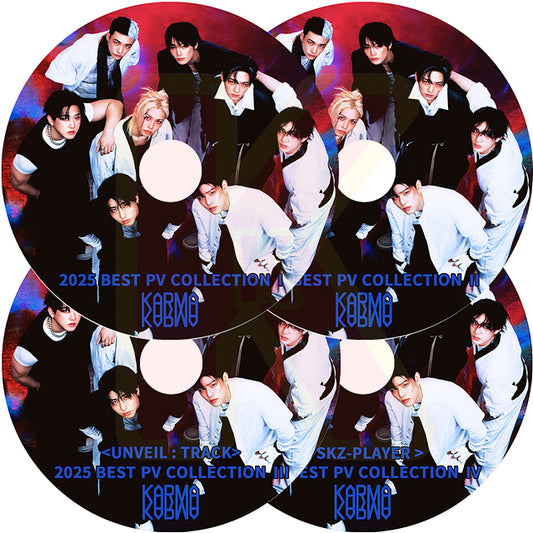 K-POP DVD STRAY KIDS 2025 BEST PV 4枚SET - CEREMONY / Walkin On Water / JJAM / Chk Chk Boom 他 - ストレイキッズ KPOP DVD