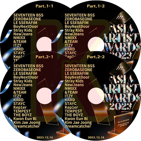K-POP DVD 2023 Asia Artist Awards IN Philippines 4枚Set 2023.12.14 - SEVENTEEN/ STRAY KIDS/ ITZY/ LE SSERAFIM/ NMIXX/ KEP1ER/ NEWJEANS 外 -