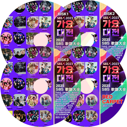 K-POP DVD 2023 SBS 歌謡大典/RED CARPET 4枚Set 2023.12.25 - TVXQ/SHINEE/NCT/ ITZY/TXT/STRAY KIDS/ENHYPEN/aespa/LE SSERAFIM/NEW JEANS 外