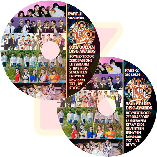 K-POP DVD 2024 38th Golden Disk Awards 2枚Set 2024.01.06 - SEVENTEEN/ STRAY KIDS/ ENHYPEN/ LE SSERAFIM/ NEWJEANS/ IVE / 他 音楽番組 Awards KPOP DVD