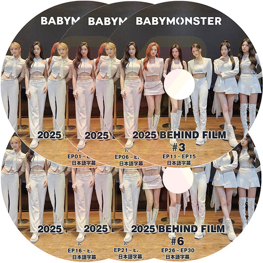 K-POP DVD BABYMONSTER 2025 BEHIND FILM 6枚SET EP01-EP30 日本語字幕あり ベビモン ベイビーモンスター KPOP DVD