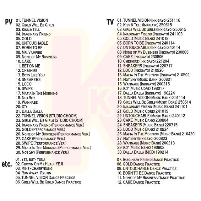 Blu-ray ITZY 2025 2nd SPECIAL EDITION- TUNNEL VISION / Girls Will Be Girls / GOLD / UNTOUCHABLE 他 - イッジ イッチ イェジ リア リュジン チェリョン ユナ KPOP ブルーレイ