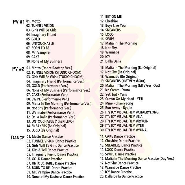 Blu-ray ITZY 2026 BEST PV - Motto / TUNNEL VISION / Girls Will Be Girls / GOLD / UNTOUCHABLE 他 - イッジ イッチ KPOP ブルーレイ