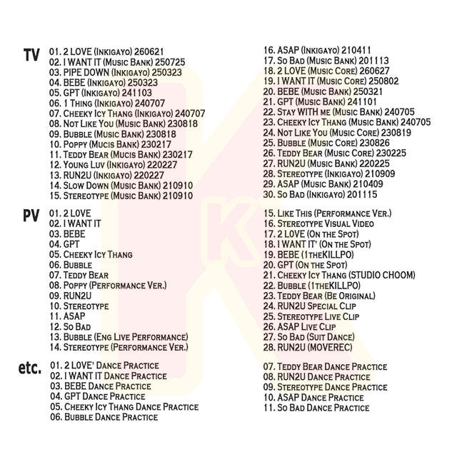 K-POP DVD STAYC 2026 PV/TV - 2 LOVE / I WANT IT / BEBE / GPT / Bubble / Teddy Bear 他 - ステイシー KPOP DVD (사본)