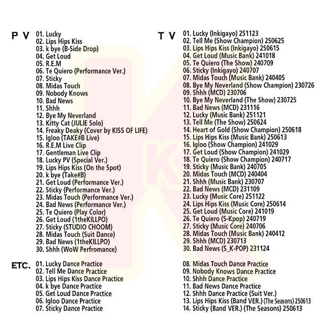 Blu-ray KISS OF LIFE 2025 2nd SPECIAL EDITION- Lucky / Lips Hips Kiss / Get Loud / Sticky / Midas Touch 他 -   キスオブライフ KPOP