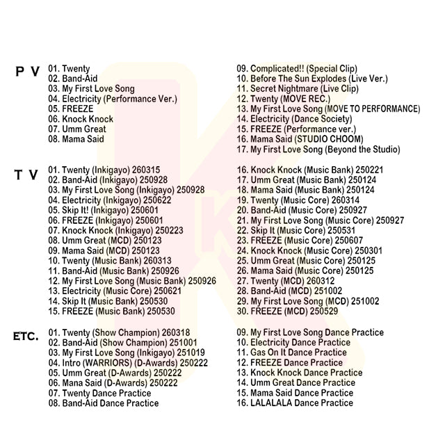 Blu-ray KickFlip 2026 SPECIAL EDITION- Twenty / My First Love Song / FREEZE / Mama Said 他 - キックフリップ KPOP ブルーレイ