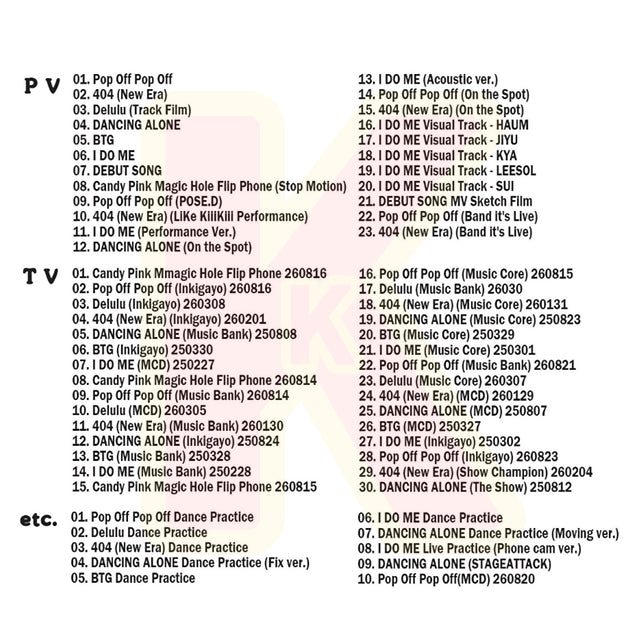 Blu-ray KiiiKiii 2026 2nd SPECIAL EDITION - Pop Off Pop Off / 404 (New Era) / DANCING ALONE / BTG / I DO ME 他 - キキ KPOP ブルーレイ