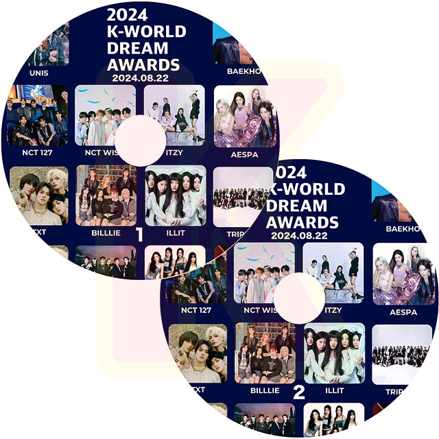 K-POP DVD 2024 K-WORLD DREAM AWARDS 2枚SET 2024.08.22 - ILLIT / TXT / ITZY / NCT / aespa / Billlie / KISS OF LIFE 他 - KPOP DVD