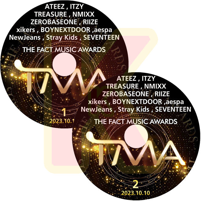 K-POP DVD 2023 THE FACT MUSIC AWARDS 2枚Set 2023.10.10 - SEVENTEEN/Stray Kids/aespa/NewJeans/ATEEZ/ITZY/TREASURE/NMIXX/ZB1/RIIZE/Xikers/BOYNEXTDOOR 他 CON KPOP DVD