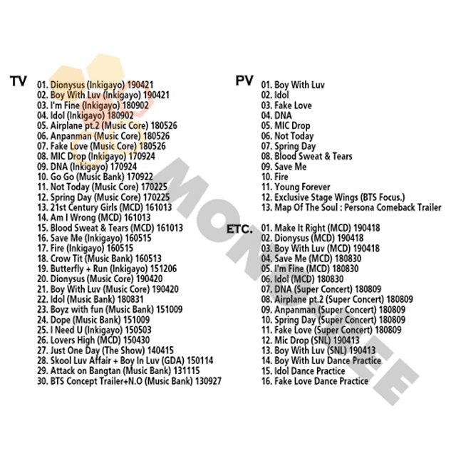 [Blu-ray] BTS 2019 SPECIAL EDITION - PERSONA/ Dionysus/ Idol /I'm Fine -BTS 防弾少年団 バンタン [Blu-ray] - mono-bee