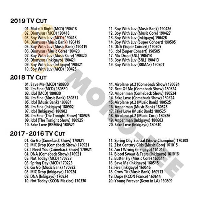 [Blu-ray] BTS 2019 TV COLLECTION - Boy With Luv/Dionysus/DNA - BTS [Blu-ray] - mono-bee
