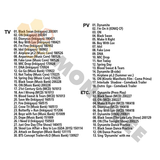 [Blu-ray]BTS 2016 TV COLLECTION -Fire - Black Swan /ON /Idol /DNA - BTS [Blu-ray] - mono-bee