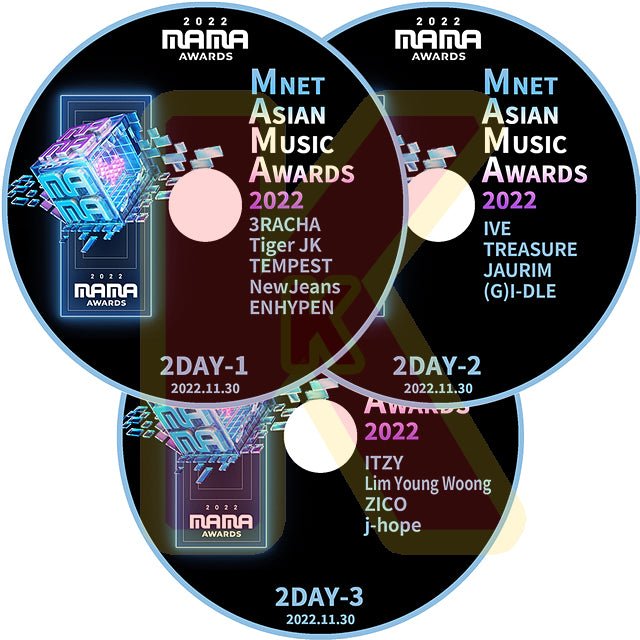 K-POP DVD 2022 MAMA Mnet Asia Music Awards 3枚SET 2022.11.29 - LE SSERAFIM/ STRAY KIDS/ TXT/ KARA/ NMIXX/ HYOLYN/ KEP1ER 他 - 音楽番組 Awards KPOP DVD - mono-bee