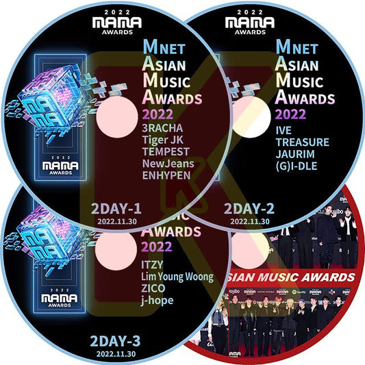 K-POP DVD 2022 MAMA Mnet Asia Music Awards/ RED CARPET 4枚SET 2022.11.29 - LE SSERAFIM/ STRAY KIDS/ TXT/ KARA/ NMIXX/ HYOLYN/ KEP1ER 他 - 音楽番組収録DVD Awards KPOP DVD - mono-bee