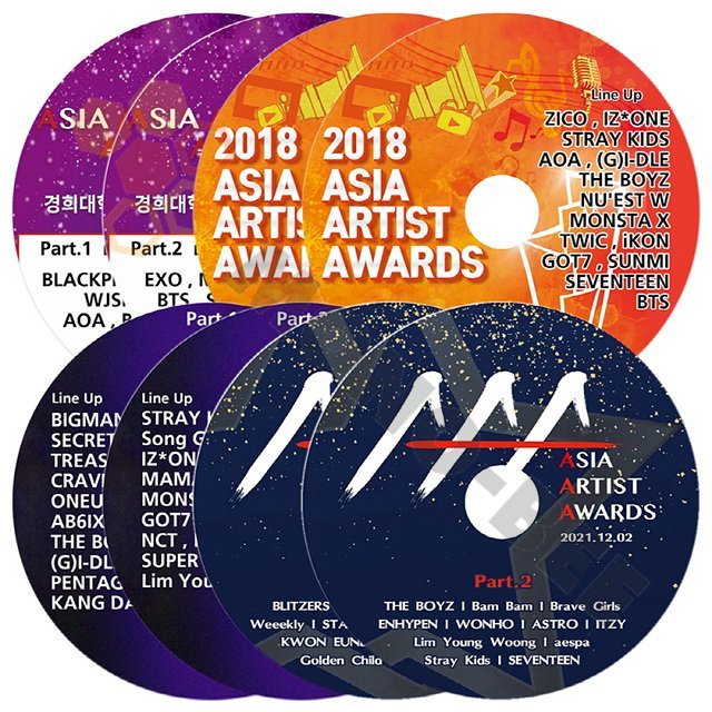 【K-POP DVD] Asia Artist Awards 8枚セット-BTS/ENHYPEN/ASTRO/aespa/SEVENTEEN/MONSTAX/Stray kids etc【K-POP DVD] - mono-bee