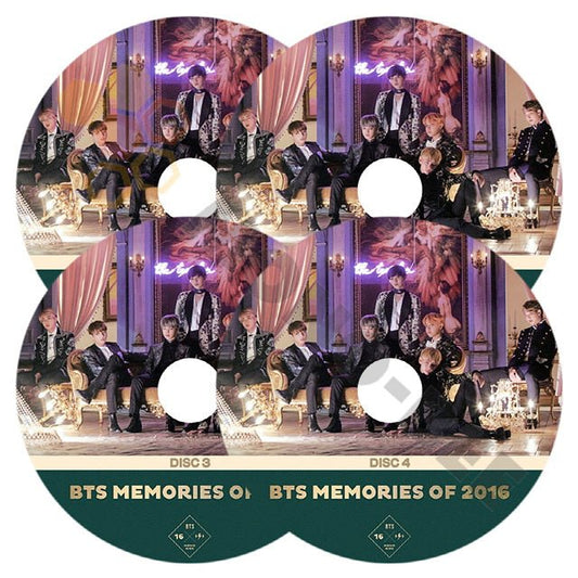 【K-POP DVD] BTS MEMORIES OF 2016 4枚セット防弾少年団 バンタン RM ジン JIN シュガ SUGA ジェイホープ J-HOPE ジミン JIMIN テヒョン V ジョングク JUNGKOOK 音楽収録DVD - mono-bee